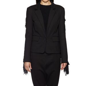 NOSTRASANTISSIMA Women's Black Blazer with Frayed Cuffs Women BLACK Coats &